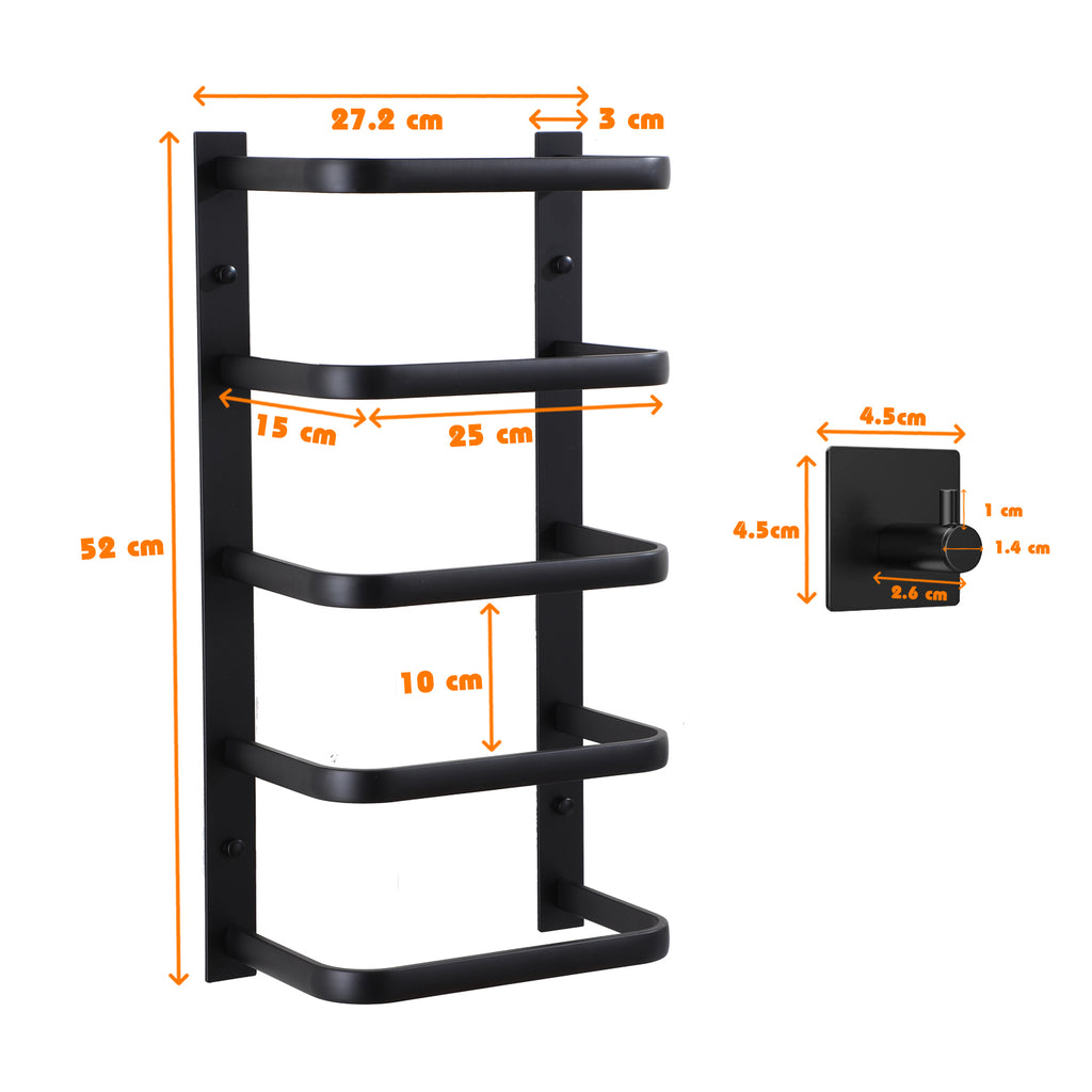 Fünfschichtige Handtuchhalter ohne bohren mit zwei Handtuchhaken