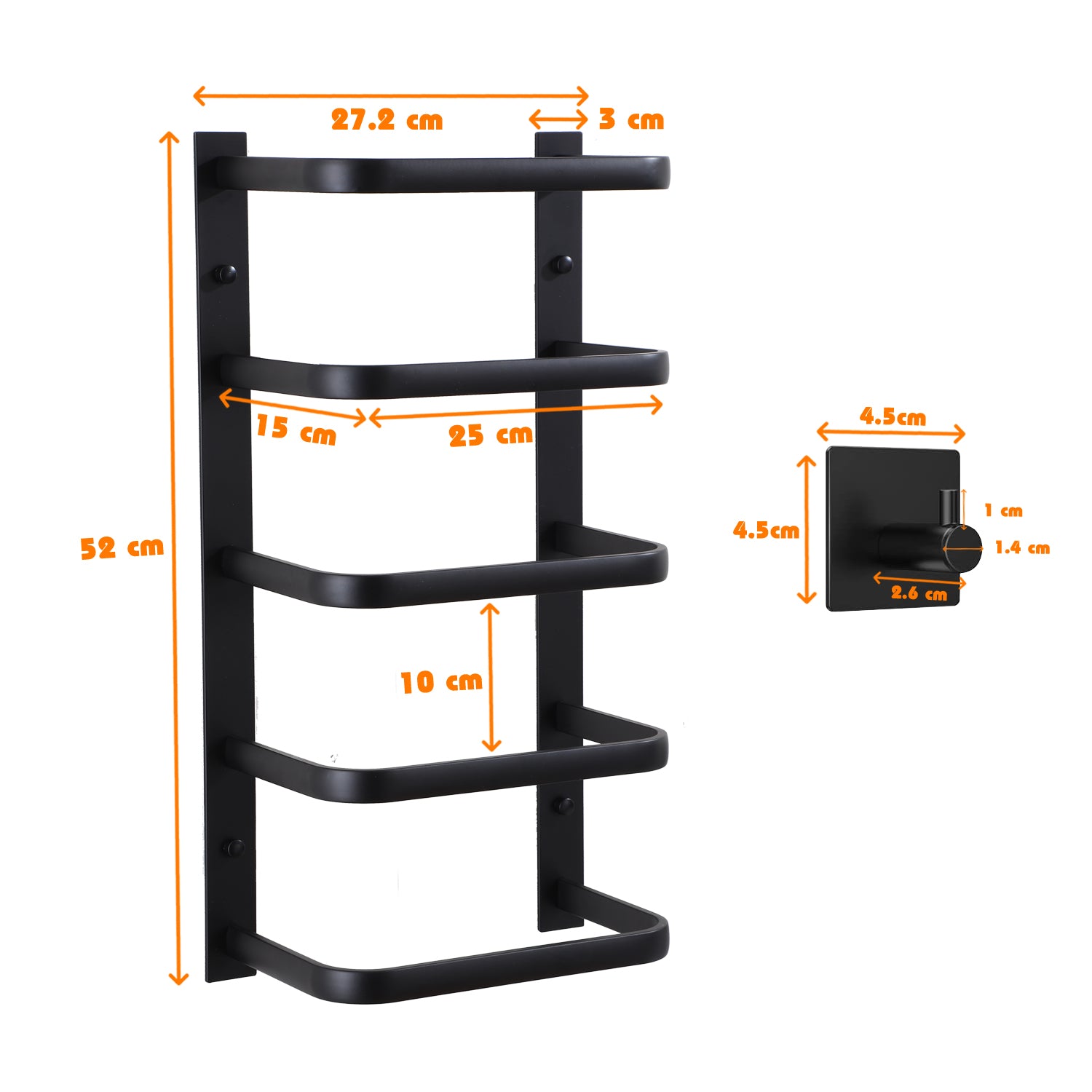 Fünfschichtige Handtuchhalter ohne bohren mit zwei Handtuchhaken