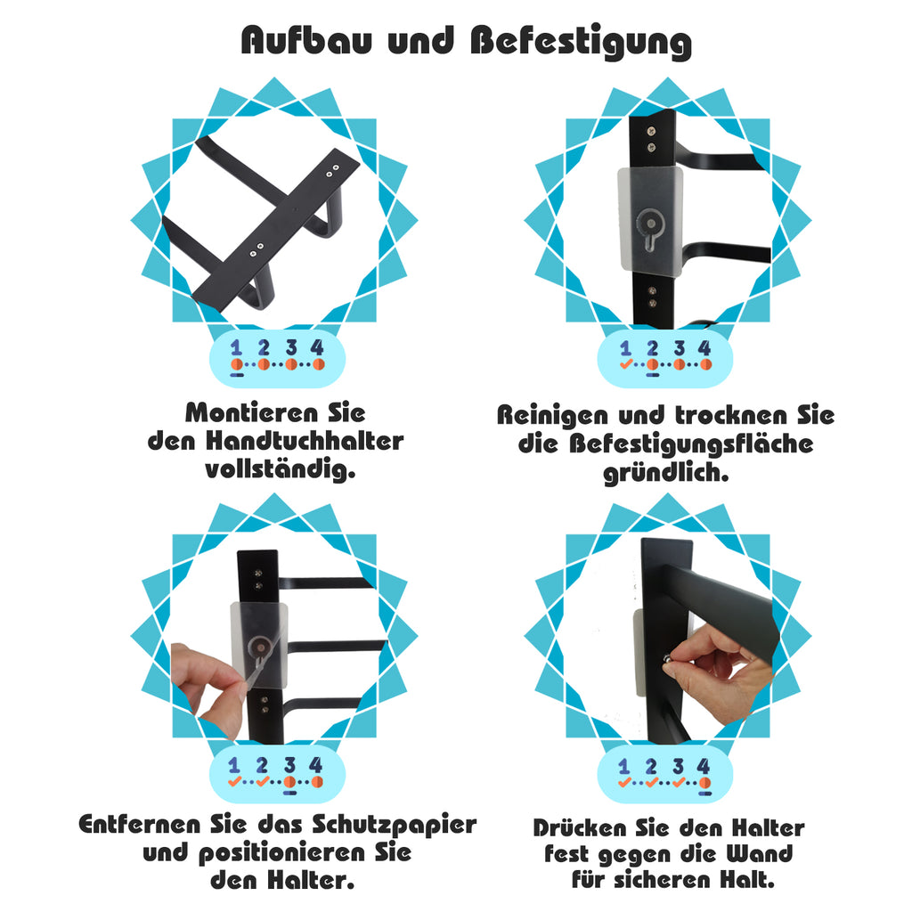 Fünfschichtige Handtuchhalter ohne bohren mit zwei Handtuchhaken