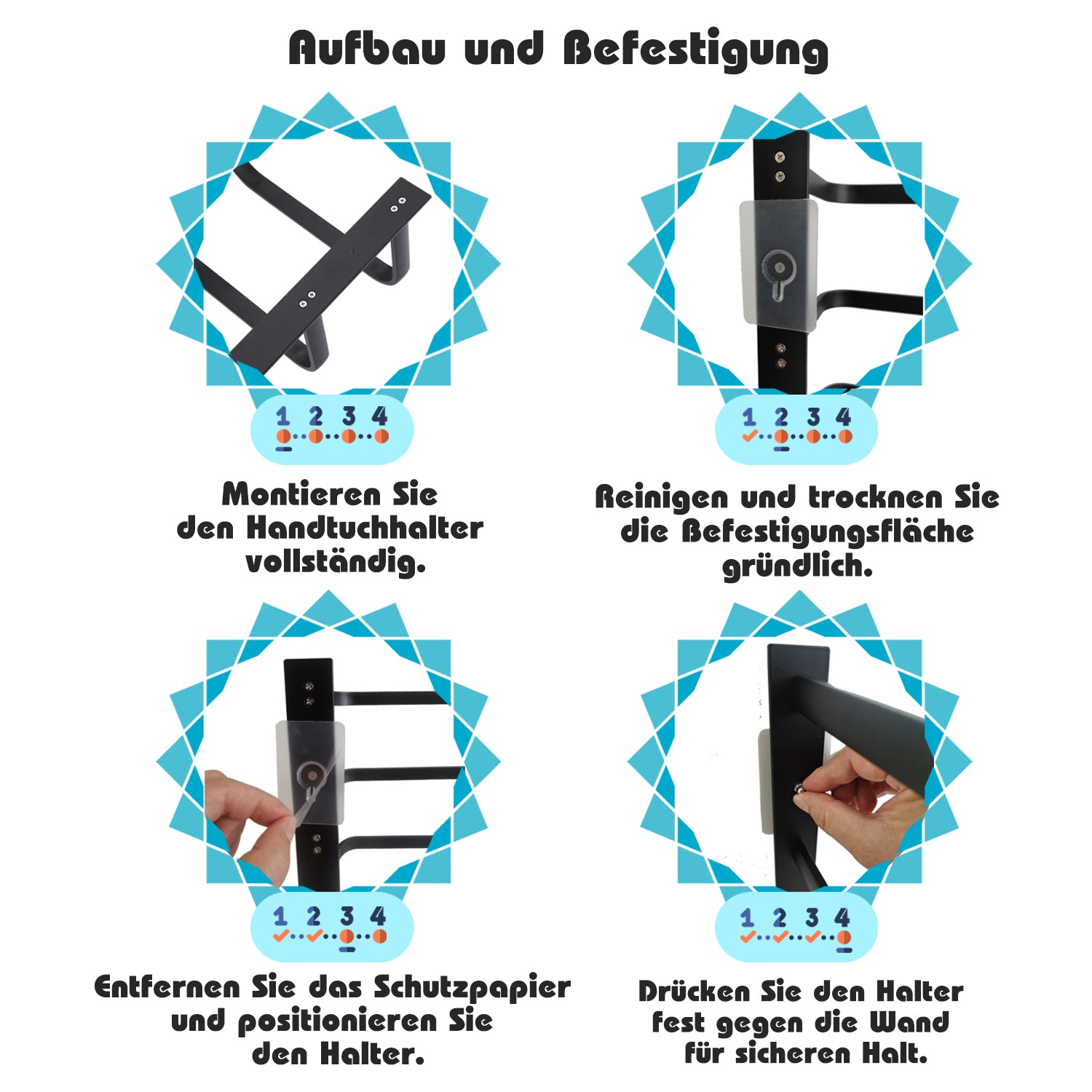 Fünfschichtige Handtuchhalter ohne bohren mit zwei Handtuchhaken